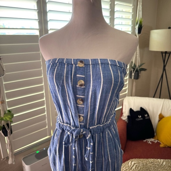 Blue Island Denim Striped Jumpsuit - Picture 2 of 6